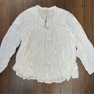 🆕 Rachel Zoe metallic threaded embroidered blouse SZ MED